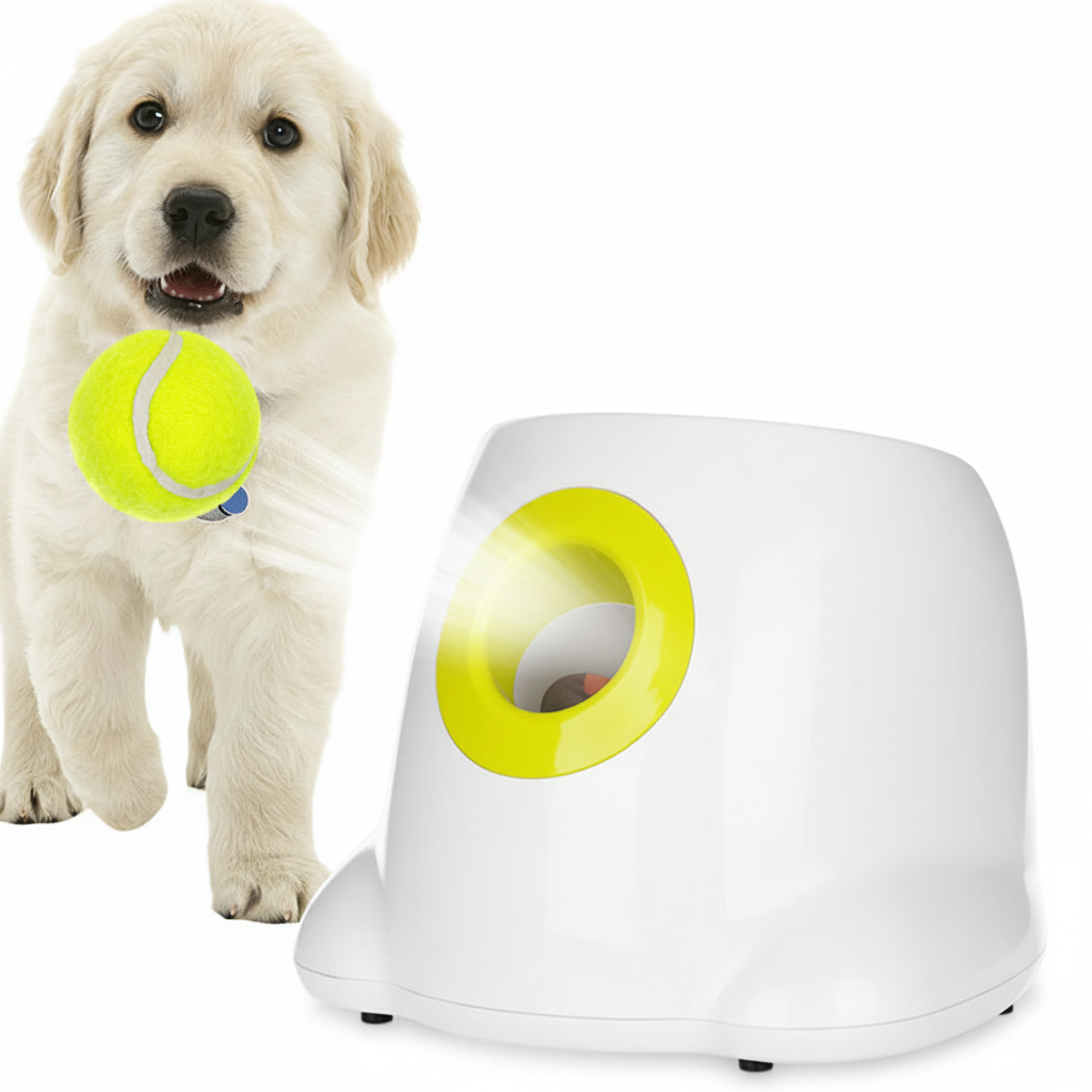 Barkly automatic dog ball launcher on white background